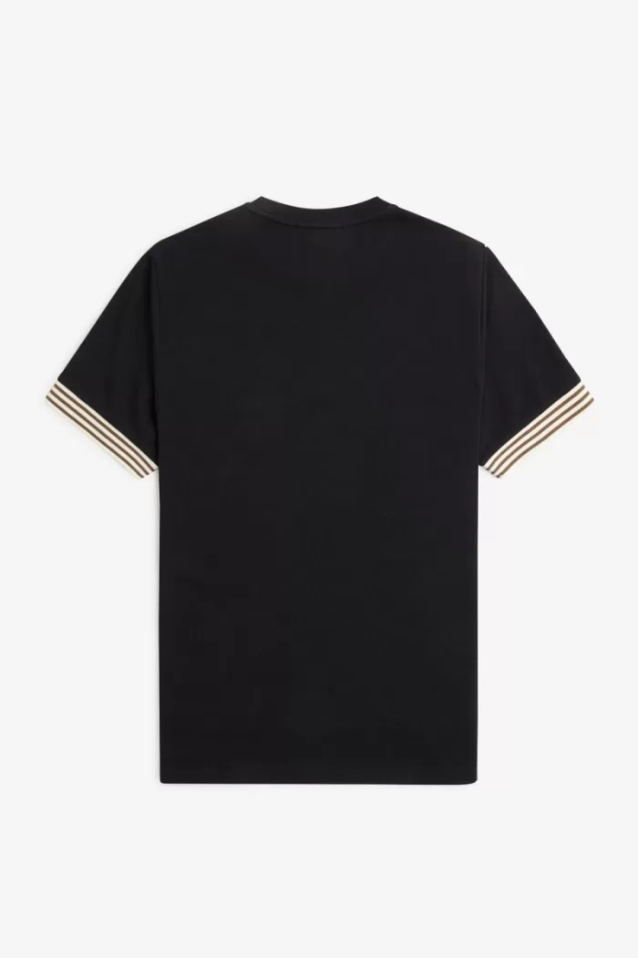 Fred Perry Striped Cuff Men’s T-Shirt Black WUKSJ3472