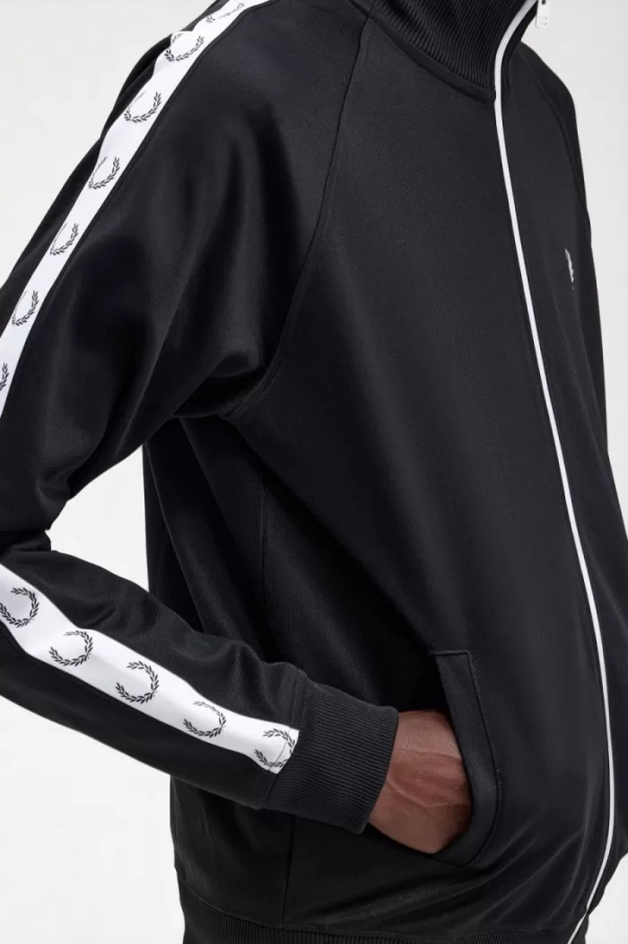 Fred Perry Taped Men’s Track Jackets Black OQCTI0321