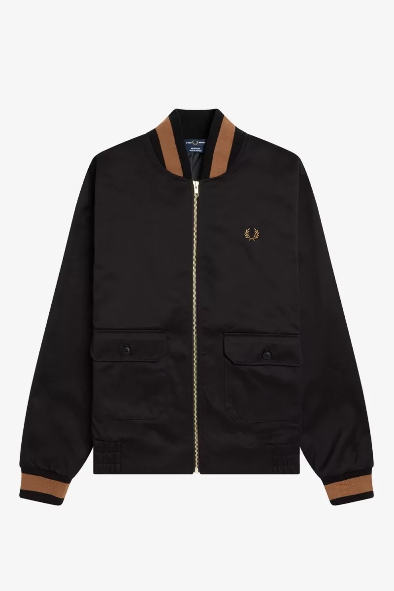 Fred Perry Tennis Bomber Mens Jackets Bl 729 1 ZOOM - Fred Perry Tennis Bomber Men's Jackets Black RXJUN9302