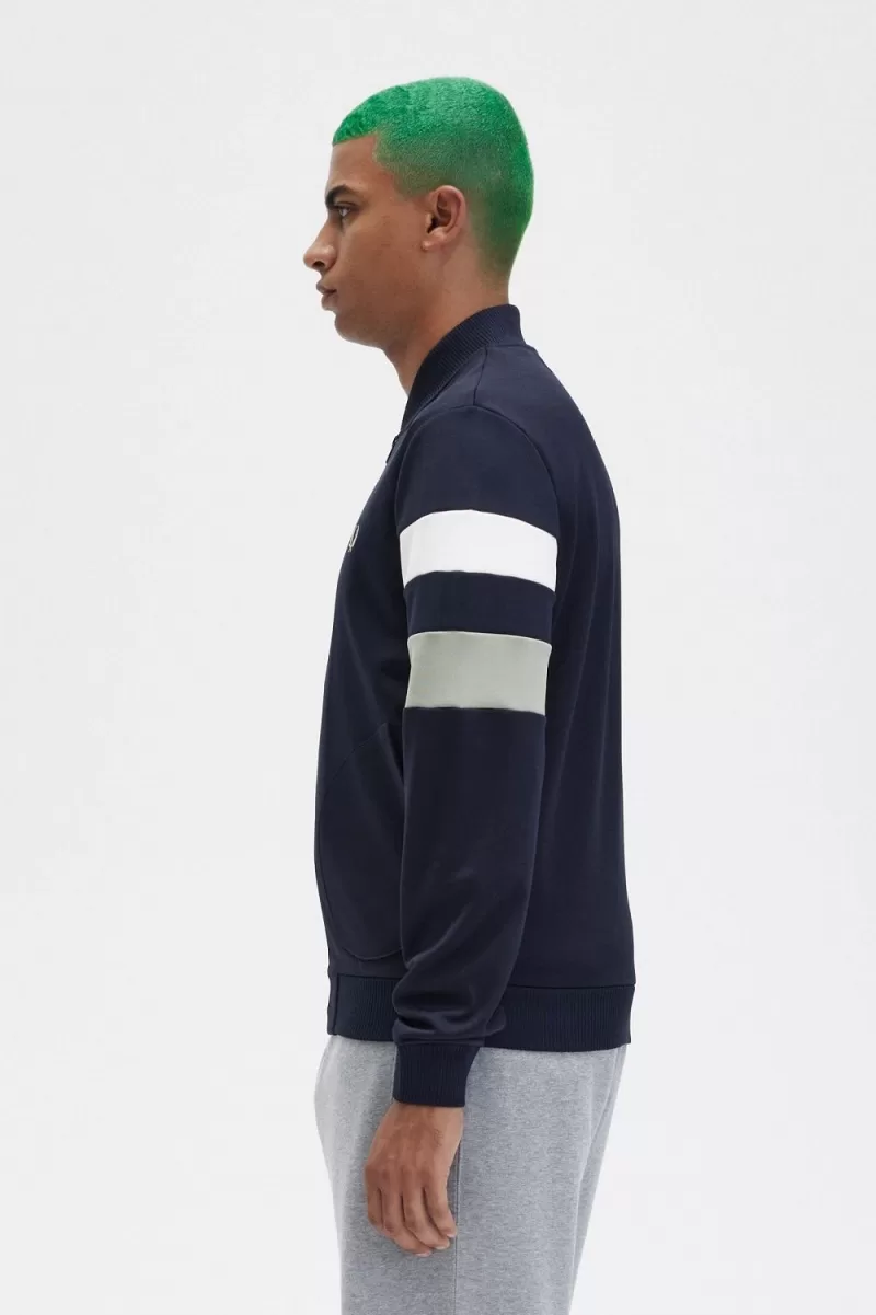 Fred Perry Tipped Sleeve Mens Track Jack 324 1 ZOOM - Fred Perry Tipped Sleeve Men's Track Jackets Navy AKOPC1758