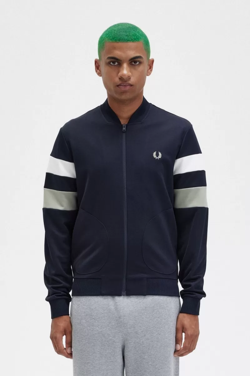 Fred Perry Tipped Sleeve Mens Track Jack 324 ZOOM - Fred Perry Tipped Sleeve Men's Track Jackets Navy AKOPC1758