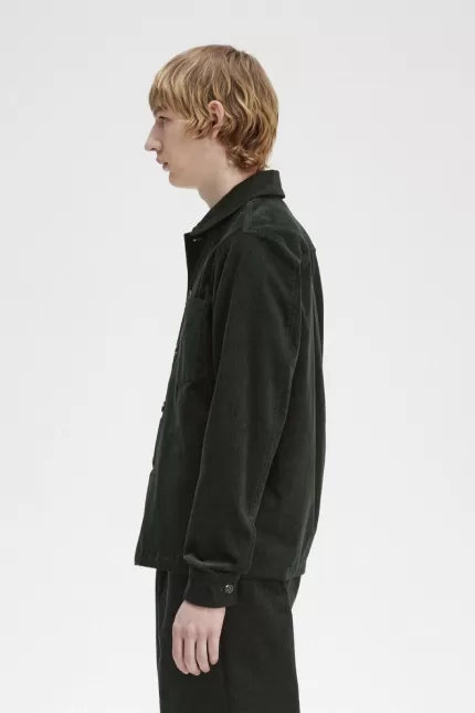 Fred Perry Waffle Cord Men’s Shirt Night Green BQHDI7094