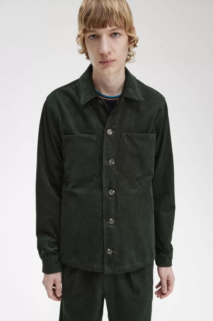 Fred Perry Waffle Cord Men’s Shirt Night Green BQHDI7094