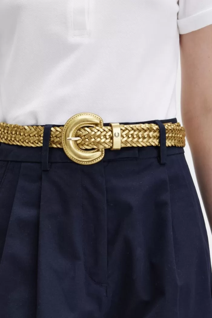 Fred Perry Woven Leather Women’s Belts Gold FVGYC2603