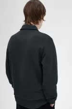 Fred Perry Zip Neck Collar Men’s Sweatshirts Night Green MLUHF0326