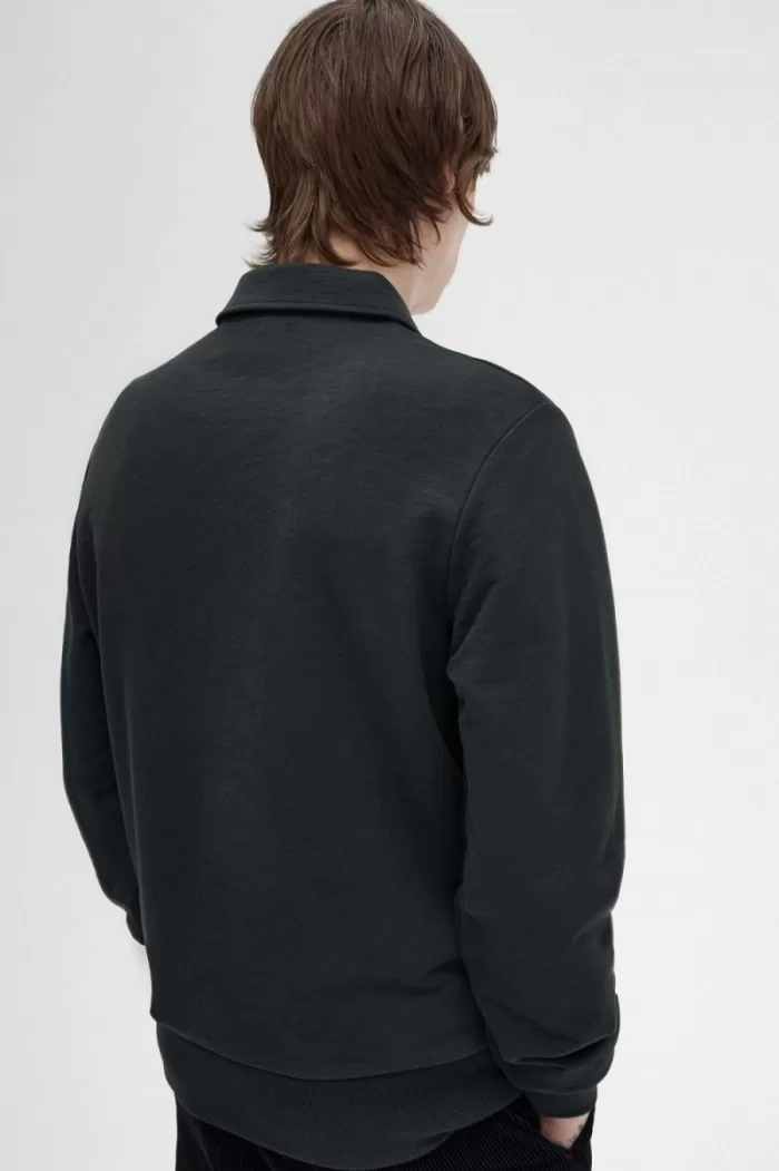 Fred Perry Zip Neck Collar Men’s Sweatshirts Night Green MLUHF0326